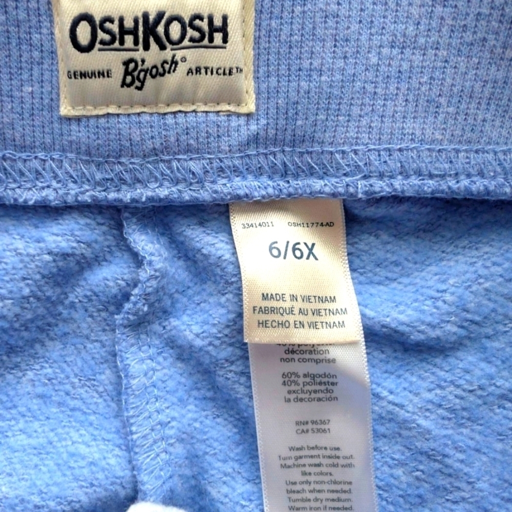 Oshkosh Light Blue Cotton Girls Joggers Size 6X - Picture 5 of 7